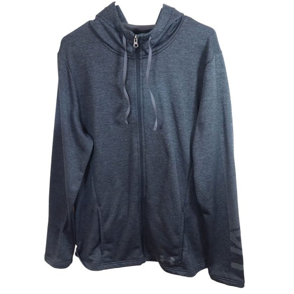 Under Armour Other - UNDER ARMOUR XL Charcoal Gray Cold Gear Logo Sleeve Loose Zip Hoodie Sweatshirt